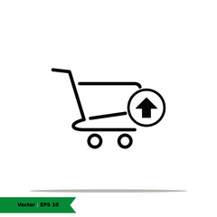 Shopping Cart with Arrow Up Icon Illustration. Shopping, Upload / Add Cart List Sign Symbol Logo Templete. Vector Icon EPS 10