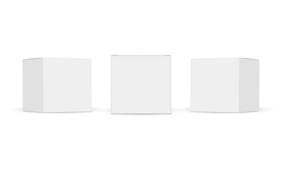 Set of Square Paper Boxes Mockups Isolated on White Background. Vector Illustration