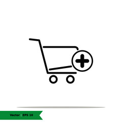 Shopping Cart with Add / Plus Icon Illustration. Shopping, Add Cart List Sign Symbol Logo Templete. Vector Icon EPS 10