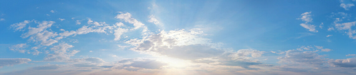 Naklejka na ściany i meble Panorama of blue sky with dark clouds