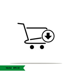 Shopping Cart with Arrow Down Icon Illustration. Shopping, Remove / Download Cart List Sign Symbol Logo Templete. Vector Icon EPS 10