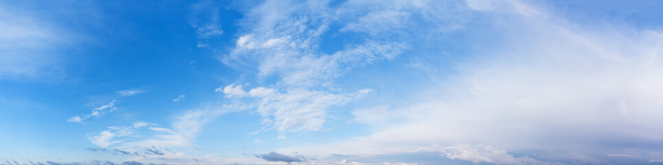 Panorama of cloudy blue day sky