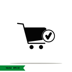 Shopping Cart with Check / Yes / Verify Icon Illustration. Shopping, Checked Cart List Sign Symbol Logo Templete. Vector Icon EPS 10