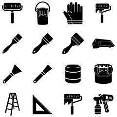 painting tools icon set vector sign symbol