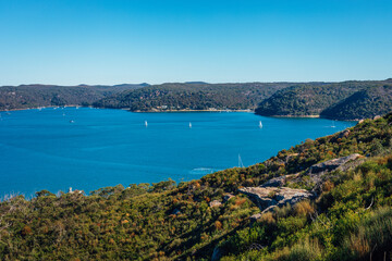 Fototapeta na wymiar View overlooking Pittwater from Barrenjoey Lighthouse track