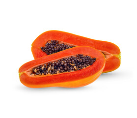 Ripe papaya sliced isolated on white background
