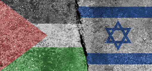 Fototapeta na wymiar two flaggs of Israel and Palestine