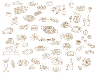 Various food icon illustration set