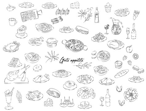Various food icon illustration set