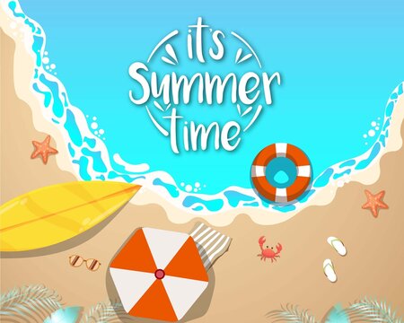Colorful hello summer illustration background