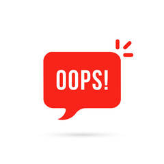 red oops speech bubble with shadow