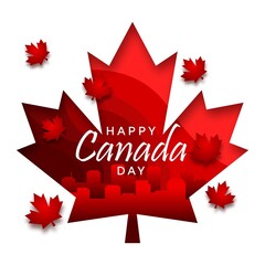 Illustration of happy canada day with maple leaf concept