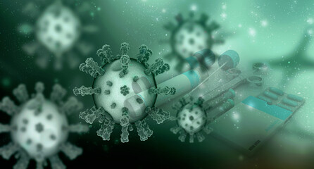 3d render Corona virus microscopic view
