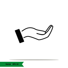Open Palm Hand Icon Illustration. Hand Sign Symbol Logo Template. Vector Line Icon