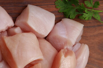 Raw chicken tender fry cut without skin