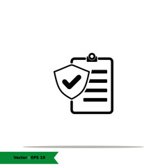 Report with Shield and Check Icon Illustration Logo Template. Scure Report Success Sign Symbol. Vector Icon EPS 10