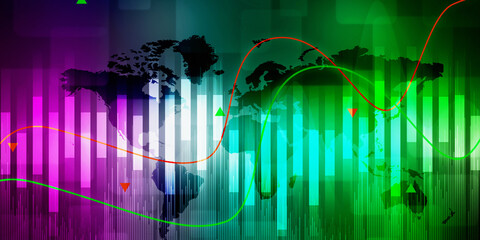 Naklejka na ściany i meble 2d rendering Stock market online business concept. business Graph 