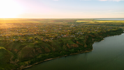 Place where ancient greek colony Olbia was. City on the banks of the Southern Bug River in Ukraine on a warm summer day.