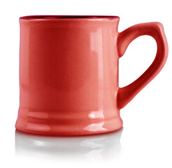close up red Empty mug isolated on white background