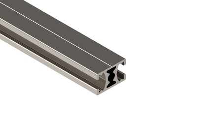 3D rendering of an alumnium metal profile isolated on white background