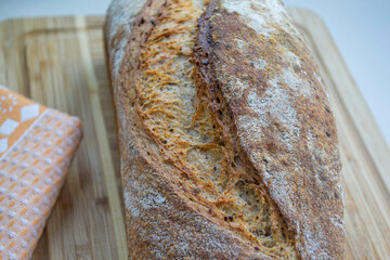 Bread textures. Homemade crisp loaf