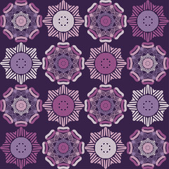 Mandala. Ethnic mandala with colorful tribal ornaments. Seamless pattern. Design with manual hatching. Isolated. Vector illustration for web design or print.