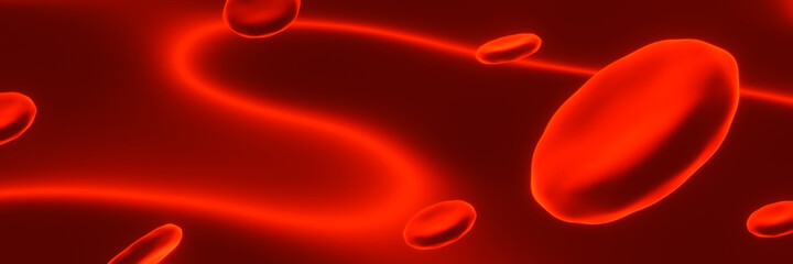 3D rendering. Microscopic red blood cells.