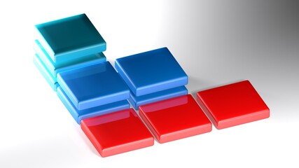 Abstract icon with square items on white surface - 3D rendering illustration