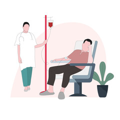 Blood donation concept vector, plasma transfusion process