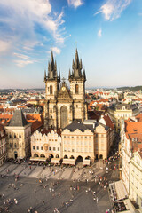 Fototapeta na wymiar Beautiful view of the Old Town Square, and Tyn Church in Prague, Czech Republic