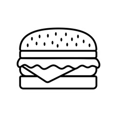 Black outlined symbol of a hamburger. Vector illustration isolated on white background