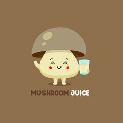 Cute Smiling Mushroom Juice Character