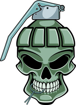 skull with hand grenade top