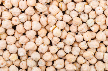 The uncooked chickpeas.