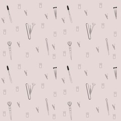 Seamless pattern of beauty brushes