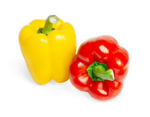 Obraz na płótnie Canvas whole of yellow and red sweet bell pepper or capsicum isolated on white background