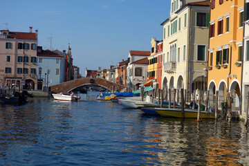 Fototapeta na wymiar Chioggia is in the Veneto region of Italy, a medium-sized fishing port just inside the Venetian lagoon with easy access to the Adriatic sea coast.