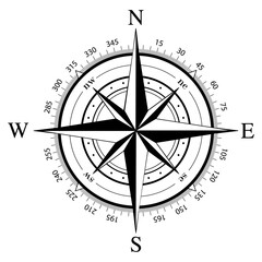 Compass Icon Wind Rose Navigation Silhouette
