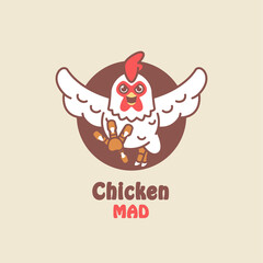 chicken rooster mascot logo cartoon illustration
