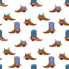 Cowboy Boots Seamless Pattern.