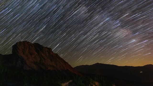 Starry sky and rocks of the Alamut Valley. Iran