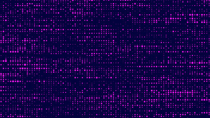 Abstract green background in a matrix style. Dots on screen f stream of binary code. Matrix space wallpaper. Vector illustration.