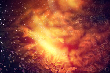 yellow grass leaves top view wild field Indian summer / landscape autumn view on nature