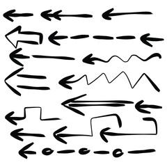 Set of rough hand drawn, handmade elements arrows, waypoints isolated on white background EPS Vector