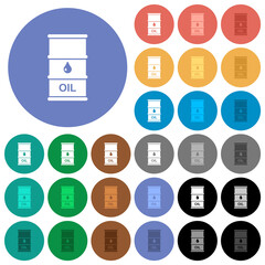 Oil barrel round flat multi colored icons