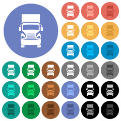 Truck front view round flat multi colored icons