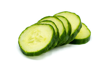 Cucumbers slices isolated on white background, cut out