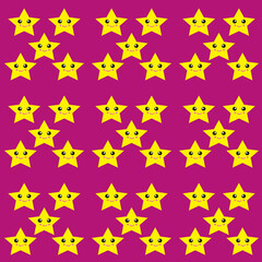 Pattern of funny stars on a colored background