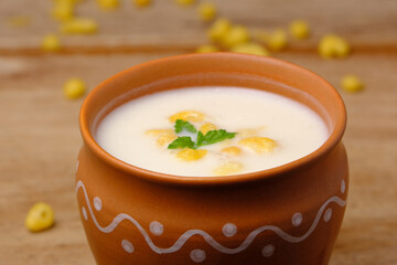 Indian style summer drink masala chach or raita made from buttermilk