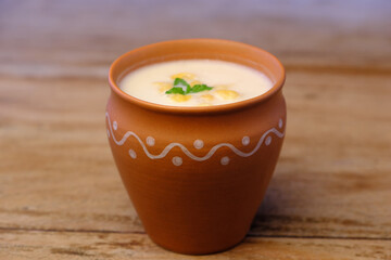 Indian style summer drink masala chach or raita made from buttermilk - obrazy, fototapety, plakaty